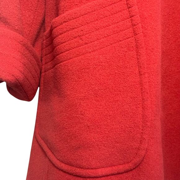 Oscar de la Renta Size 16 Orange Wool Angora Blend Button Up High Collar Coat - Picture 9 of 9